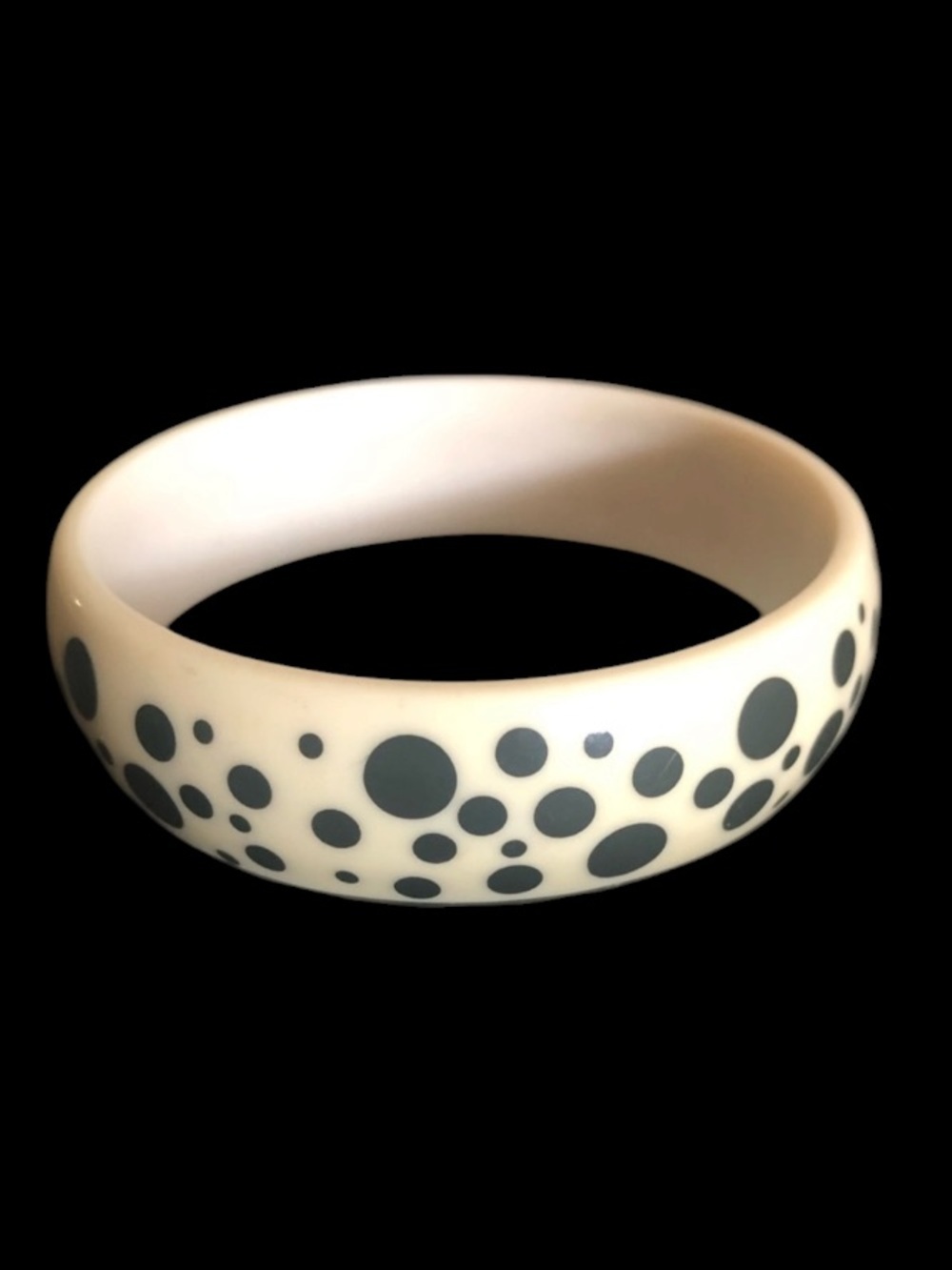 Vintage Black Polka-Dot Bangle Bracelet